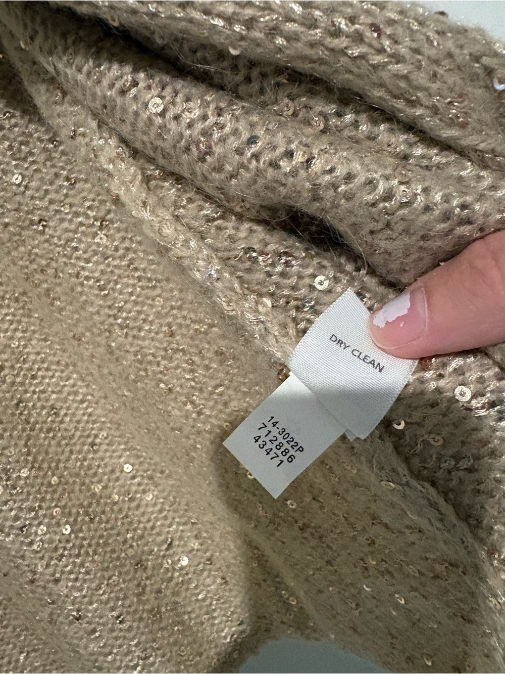 J Jill‎ mohair Sequin metallic open front Cardigan tan beige size medium petite - Picture 6 of 6